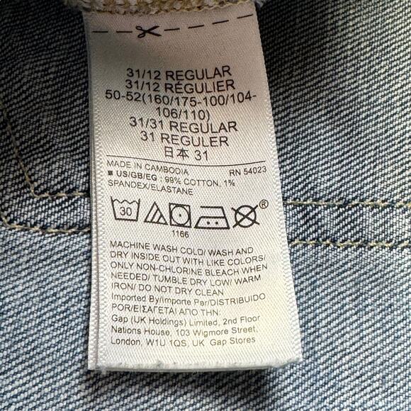 Gap Women's Jeans Girlfriend SZ 12 / 31 Mid Rise Raw Hem Blue Distressed Blue - Picture 10 of 13